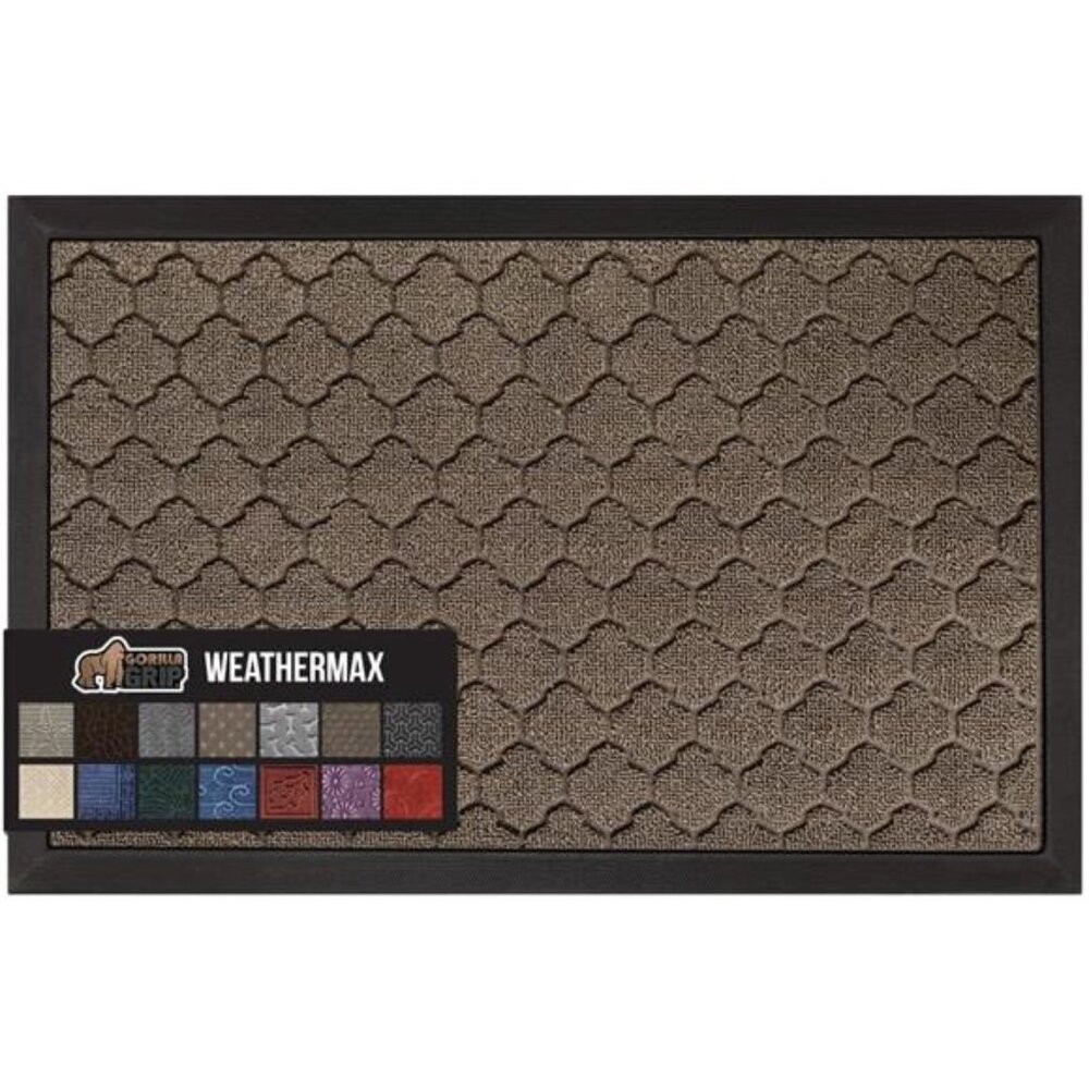 100% Waterproof All-Season WeatherMax Doormat, Durable Natural Rubber